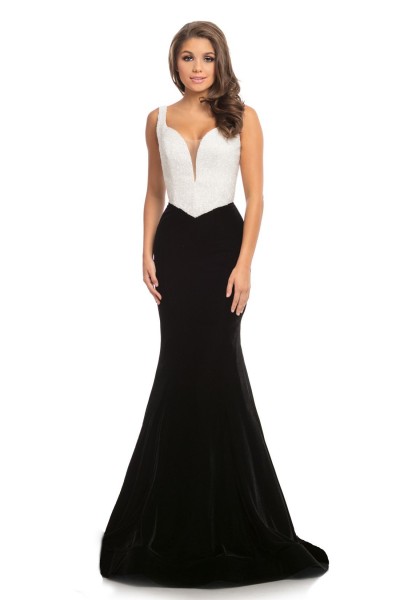 black and white gowns with sleeves