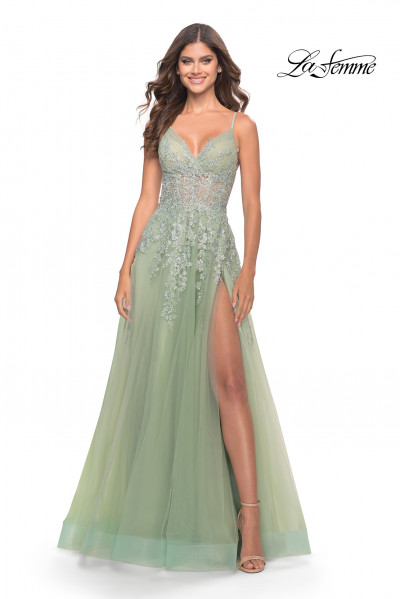 Moss green prom dress best sale